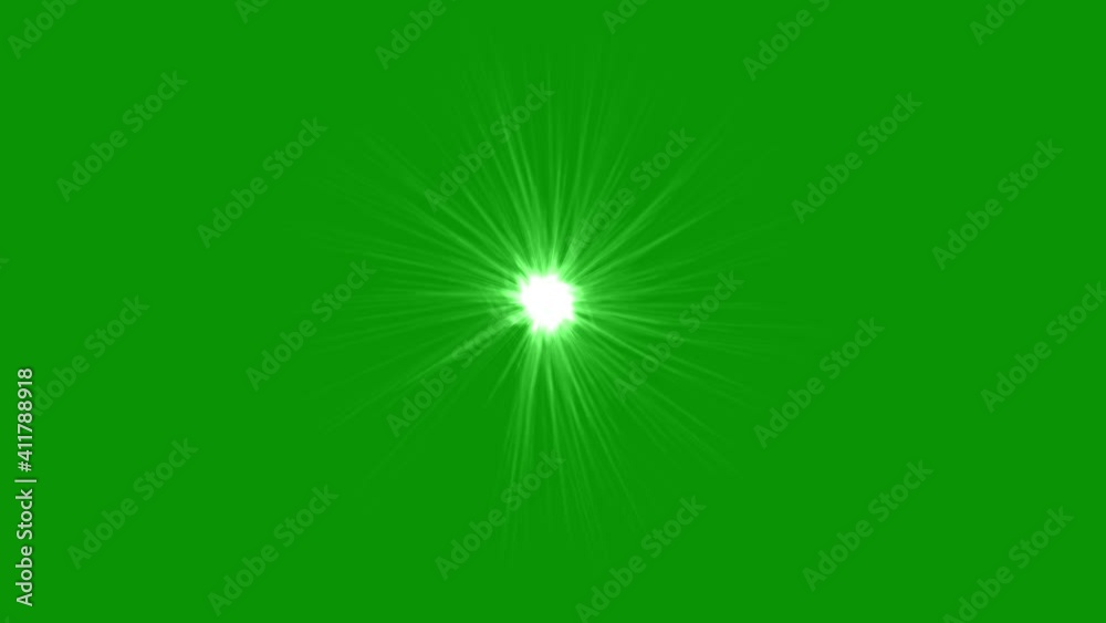 Wall mural shining star and light rays motion graphics with green screen background