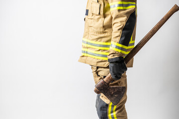firefighter man on white background