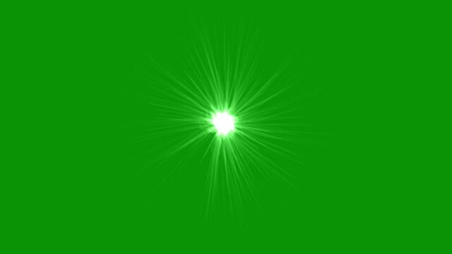 Shining star and light rays motion graphics with green screen background
