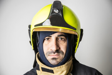 firefighter man on white background