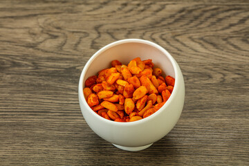 Chili peanut snack in the bowl
