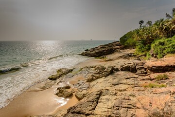 Somatheeram beach situated at the adjacent side of Aazhimala Lord Shiva Statue
