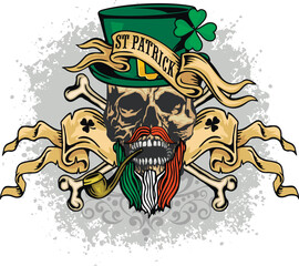 saint patrick skull, grunge vintage design t shirts
