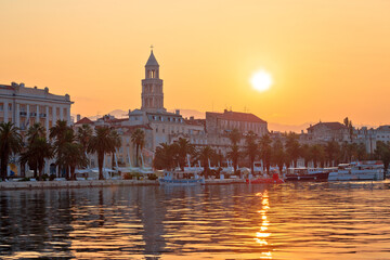 Fototapeta premium City of Split waterfront golden sunrise view