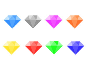 Diamond vector icon in various colors-  colorful jewelry crystal flat design illustration for web, app, software use	