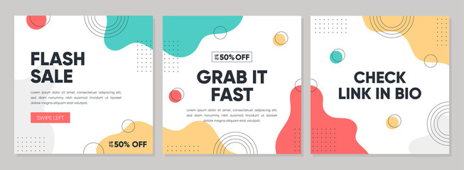Sale square banner template for social media posts, mobile apps, banners design, web or internet ads. Trendy abstract square template with colorful concept.