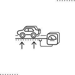 Piezoelectric road, clean energy production vector icon in outlines