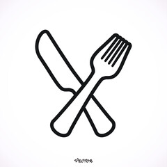 Fork and Knife icon, vector, flat, eps, path, stock 