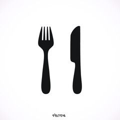  knife, fork on white background