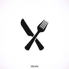 Fork and Knife icon, vector, flat, eps, path, stock 