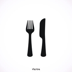 Fork and Knife icon, vector, flat, eps, path, stock 
