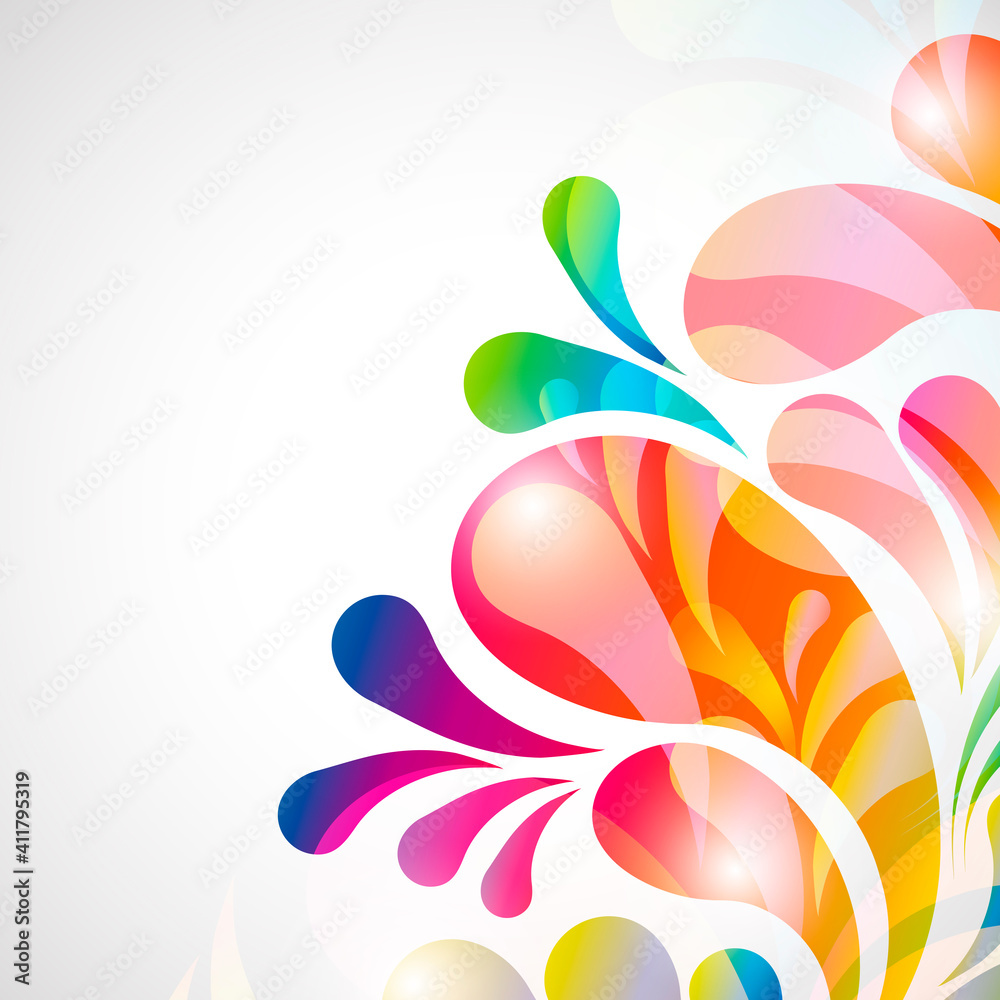 Poster abstract background with bright teardrop-shaped arches.