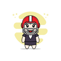 Cute business woman character design wearing american football helmet costume.