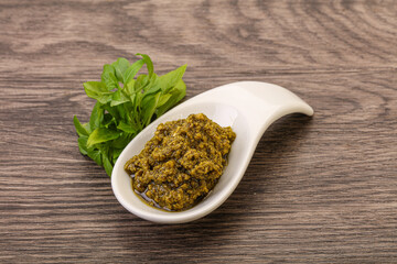Green sauce pesto with basil