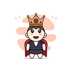 Cute business woman character wearing king costume.