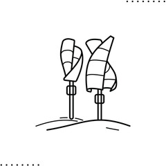 Wind microgrid, clean energy production, windmill vector icon in outlines