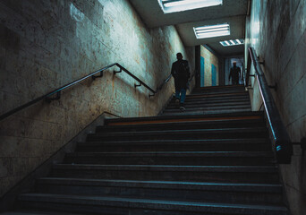 architecture and people in the underground passageway