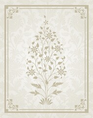 wedding card design, paisley floral pattern , India	