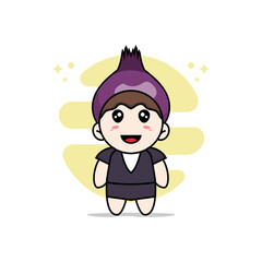 Cute business woman character wearing onion costume.