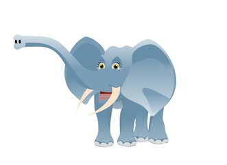 Cartoon cute elephant isolated on white vector