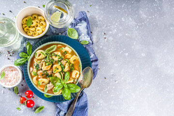 Italian tortellini pasta soup
