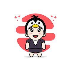 Cute business woman character wearing Penguin costume.