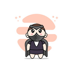 Cute business woman character wearing superhero costume.