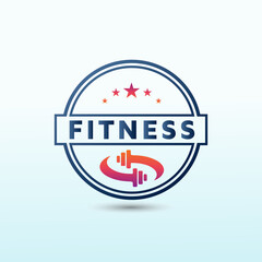 fitness gym, Fitness logo design. Dumbbell icon Vector logo design template idea.