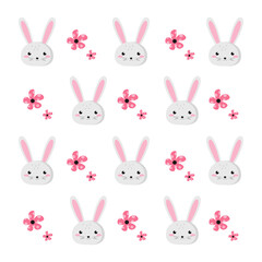 Easter bunny pattern. Cute cartoon spring rabbit character illustration.Vector illustration