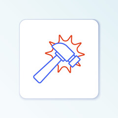 Line Hammer icon isolated on white background. Tool for repair. Colorful outline concept. Vector.