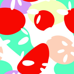 Color Doodle Abstract Vector Seamless Pattern. Graphic Shape Background. Blue and Yellow and Red Happy Paper.  Drawing Creative Illustration.