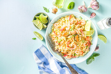 Orzo pasta with seafoods