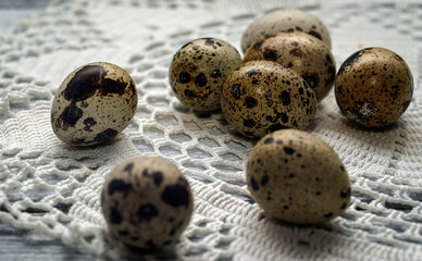 Easter eggs on wooden background. Easter Nature concept. Minimal concept.  Retro, vintage.