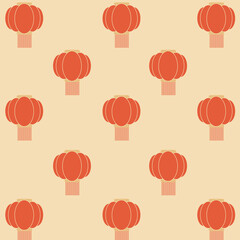 Color garland with Chinese lanterns circular shape. Vector seamless pattern can be used for greeting poster, party invitation, card, backdrop, cover, ad, sale promotion, print for cloth, wrapping