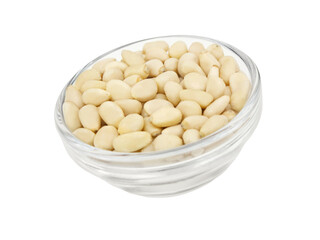 Pine nuts isolated against white background closeup