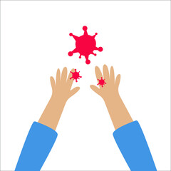 Fototapeta premium postcard, drawing, hands virus, pandemic, on a white background
