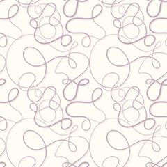 Vector seamless pattern. Decorative texture with tangled curved lines. Scrawl squiggly in pastel colors.