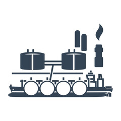 Vector black icon gas tanker, liquefied petroleum gas industry