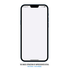 smartphone frameless blue color with blank screen saver front view isolated on white background. mockup of realistic and detailed new mobile phone with shadow. stock vector illustration