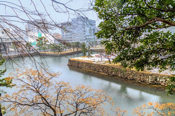 冬の松江城の風景
		            