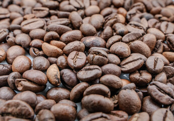 Background image with roasted brown coffee beans