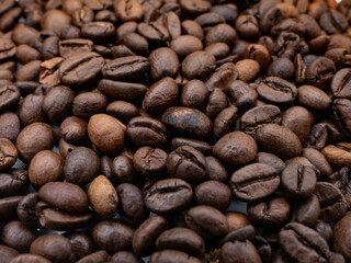 Background image with roasted brown coffee beans