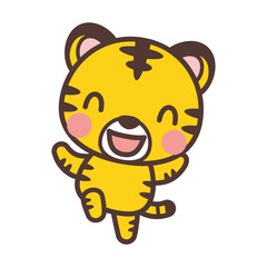 元気なかわいいトラのキャラクター