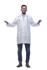 male doctor in a white coat . isolated on a white background.