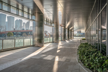 The business district in downtown Shanghai, with modern architectures.