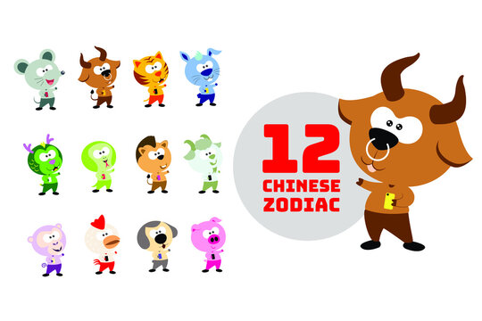 Cartoon image 12 zodiac holding a smartphone