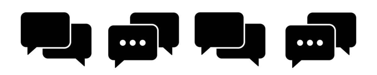 Chat message icon. Blank line message bubble box. Communication, dialog, feedback vector symbols isolated on white background. Vector illustration.