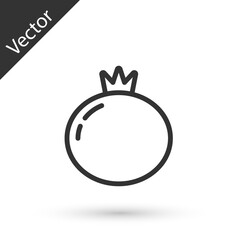Grey line Tomato icon isolated on white background. Vector.