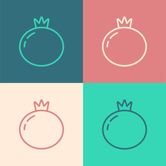 Pop art line Tomato icon isolated on color background. Vector.