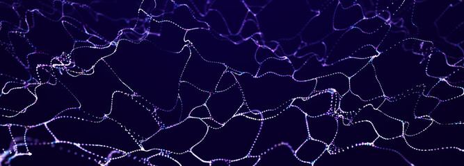 Abstract digital background of points and lines. Glowing plexus. Big data. Network or connection. Abstract technology science background. 3d rendering